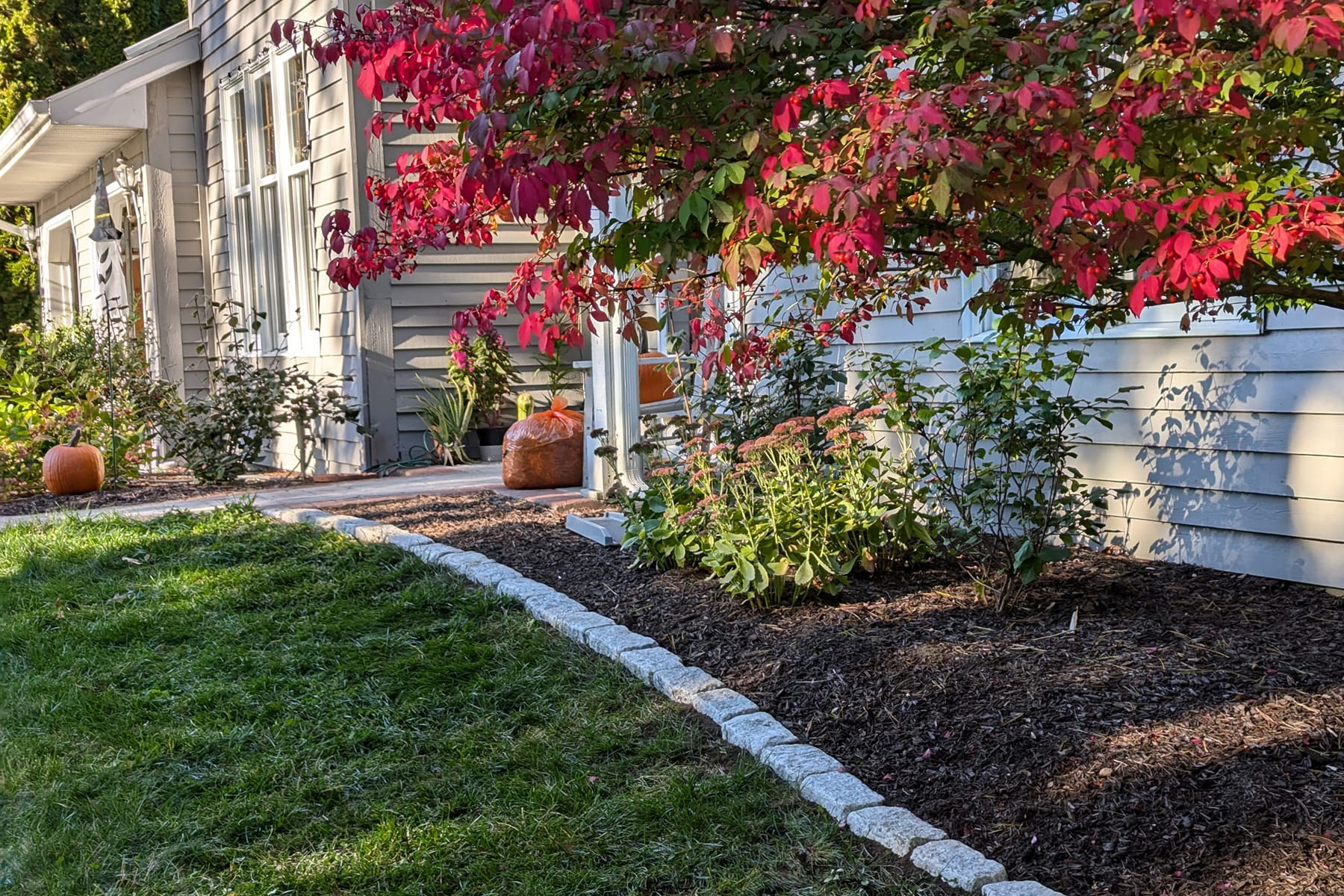 Thumbnail of after image of completed plant bed with mulch