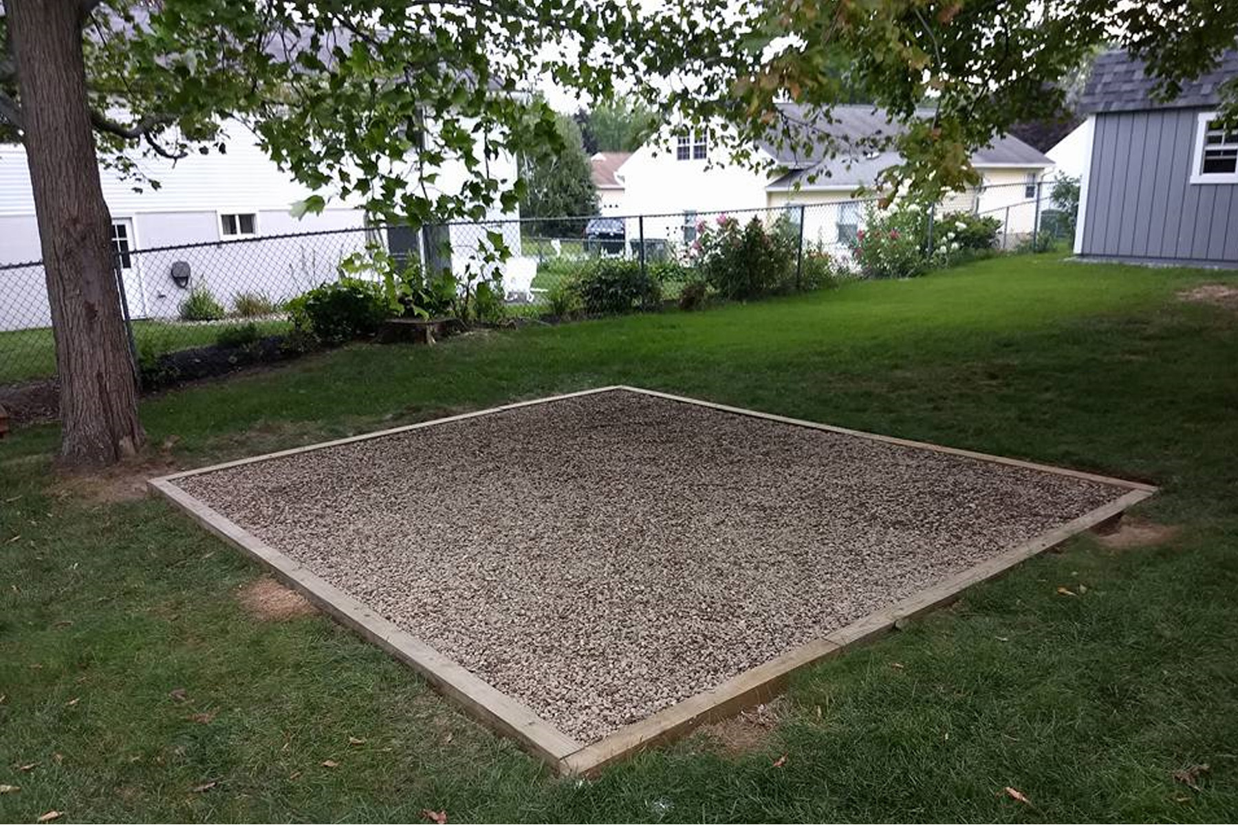 Thumbnail of the completed framed pebble patio