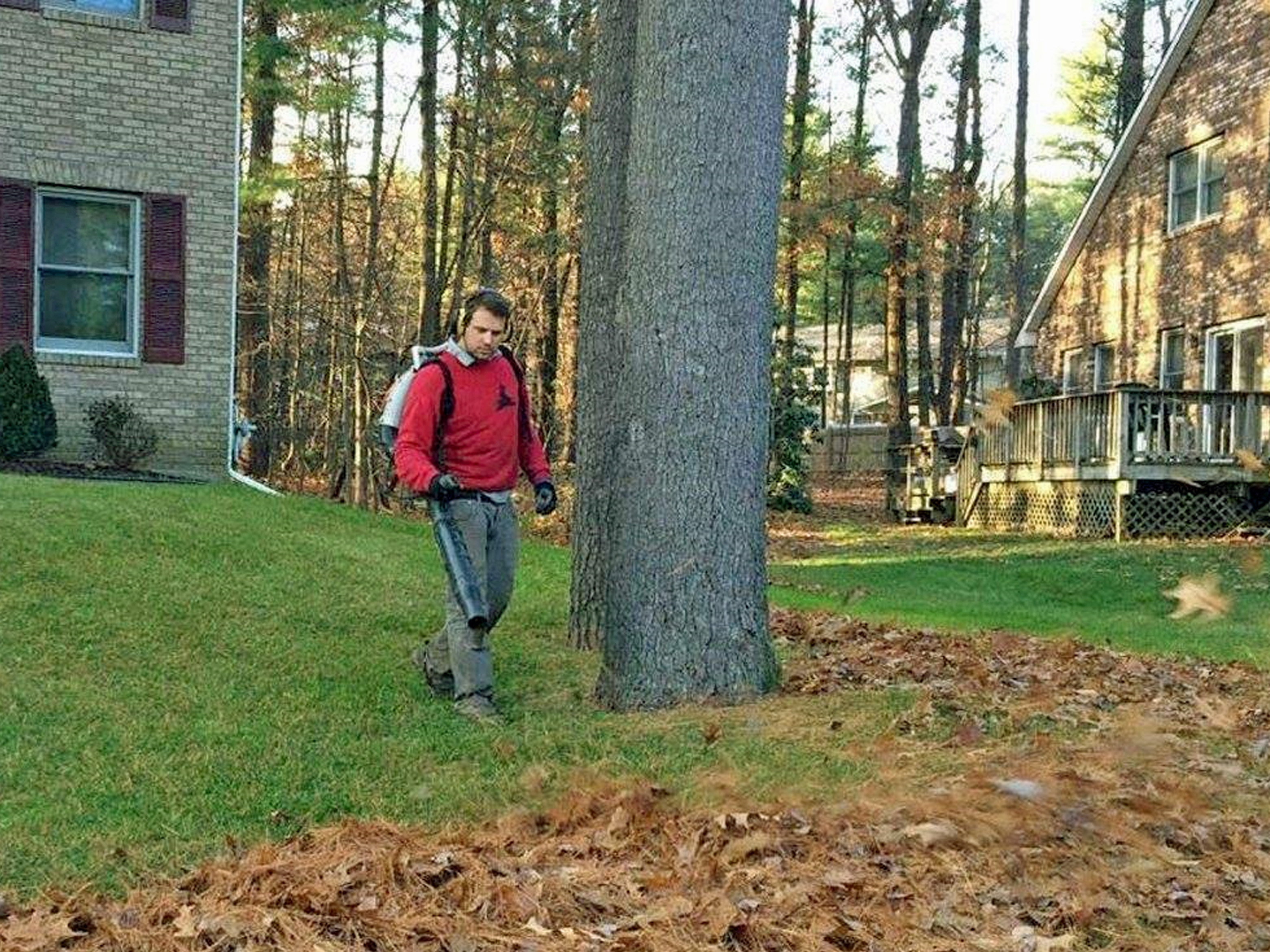 Thumbnail of Joe leaf blowing